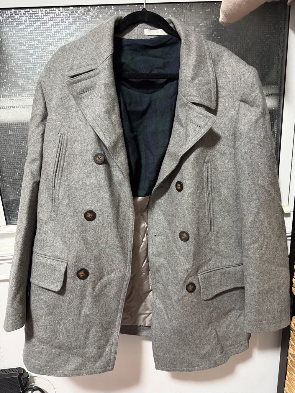 Classic Men's Gray Double-Breasted Coat